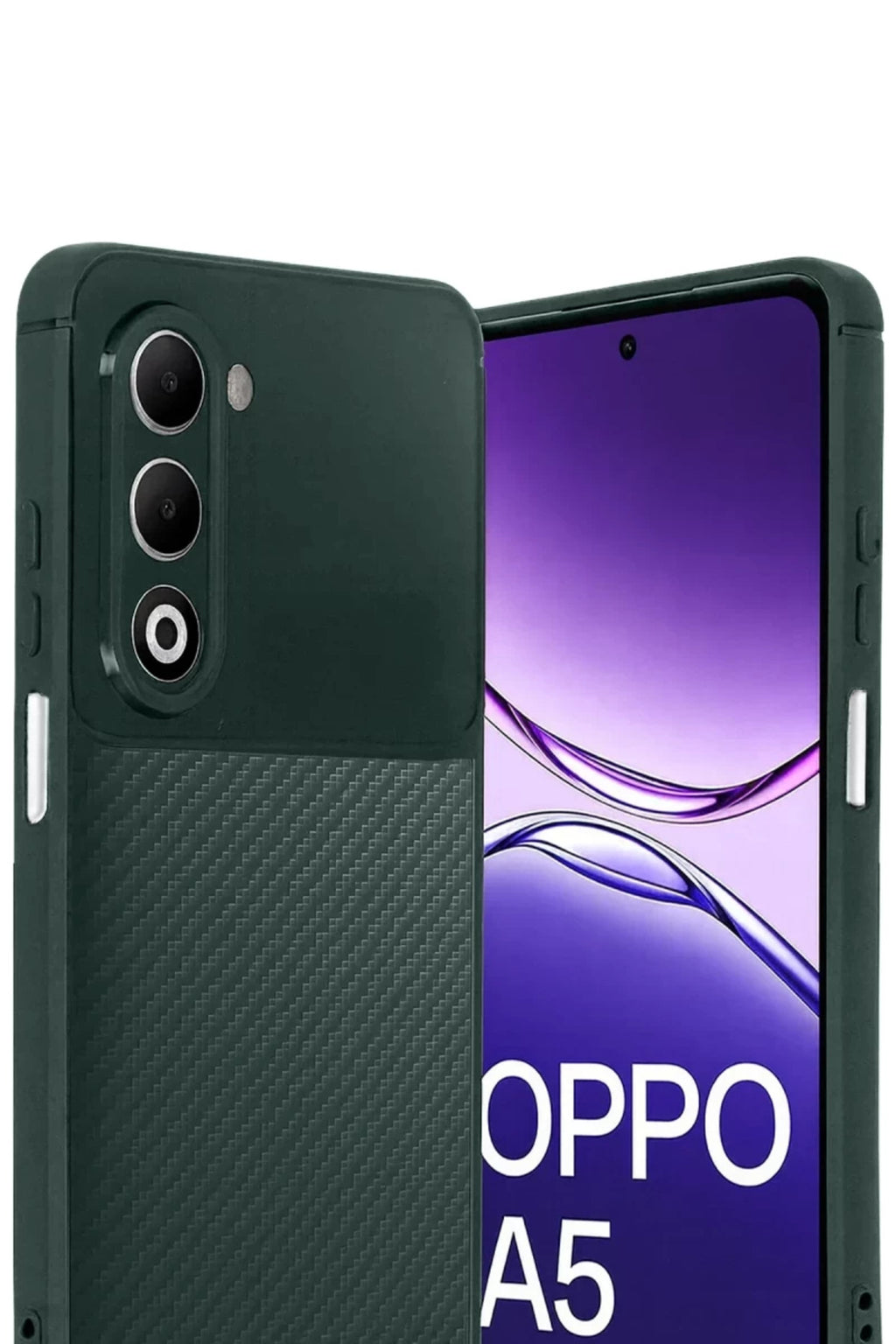 Oppo A5 4G Uyumlu Auto Focus Karbon Kapak - Koyu Yeşil