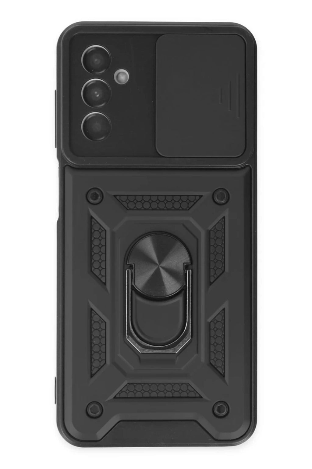 Samsung Galaxy A04S Uyumlu Kılıf Pars Lens Yüzüklü Silikon - Siyah