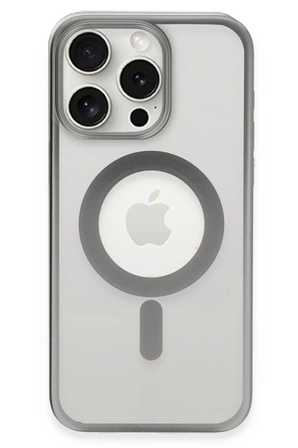 Apple iPhone 15 Pro Max Uyumlu Kılıf Erozi Magsafe Kapak - Gümüş