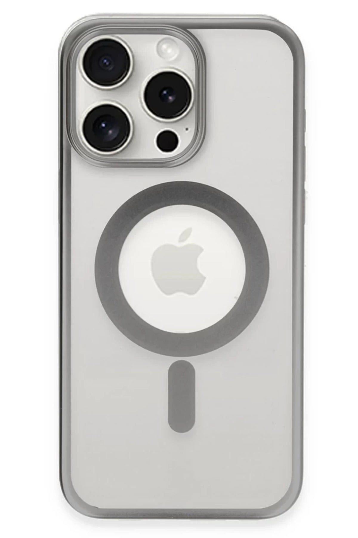 Apple iPhone 15 Pro Max Uyumlu Kılıf Erozi Magsafe Kapak - Gümüş