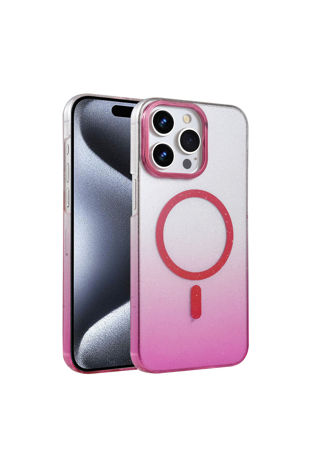 Apple iPhone 15 Pro Max Uyumlu Glossy Magsafe Kapak - Pembe