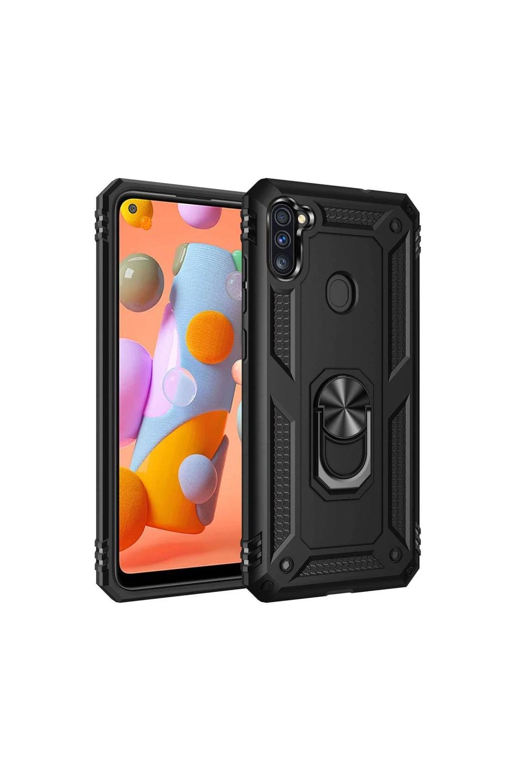 Samsung Galaxy A11 Uyumlu Kılıf Sofya Yüzüklü Silikon Kapak - Siyah