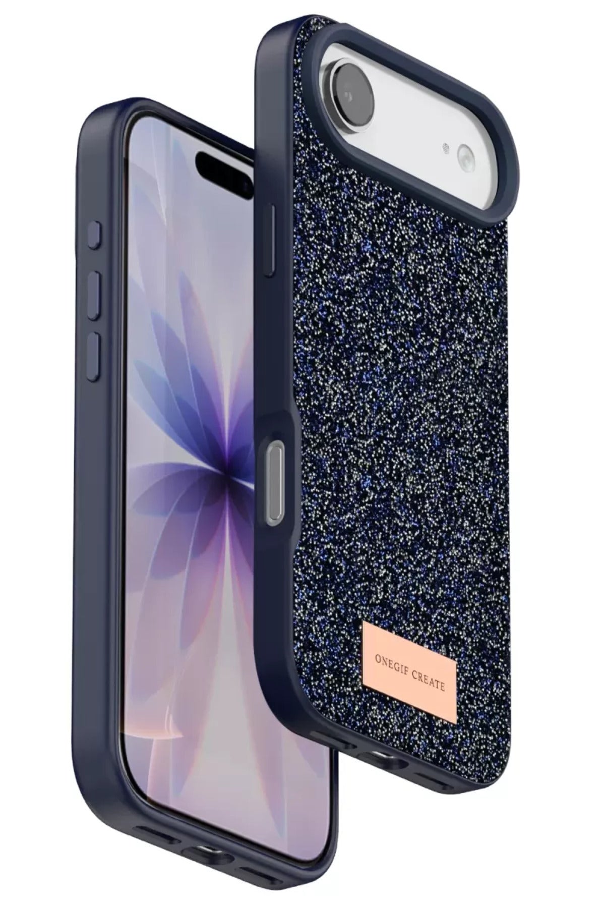 Onegif Apple iPhone 17 Air Uyumlu Bright Simli Kapak - Mavi