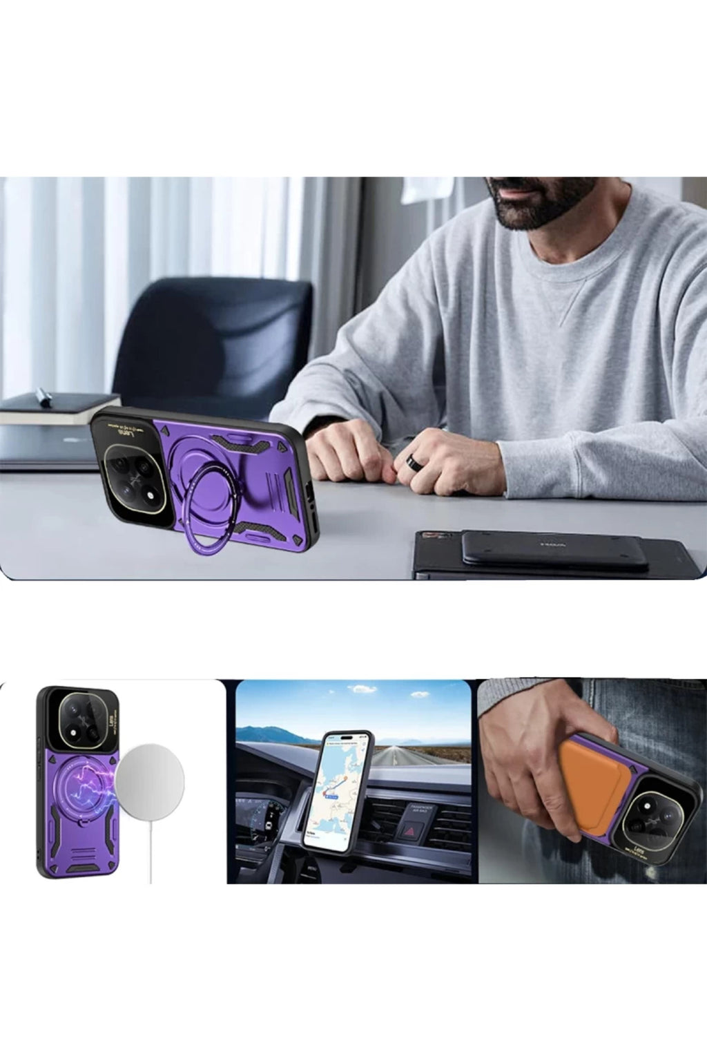 Xiaomi Redmi Note 14 Pro Plus Uyumlu Kılıf Joy Lens Standlı Kapak - Siyah