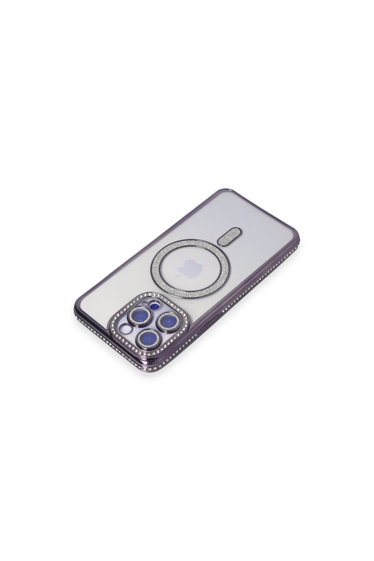 Apple iPhone 15 Pro Max Uyumlu Kılıf Joke Simli Magneticsafe Kılıf - Derin Mor