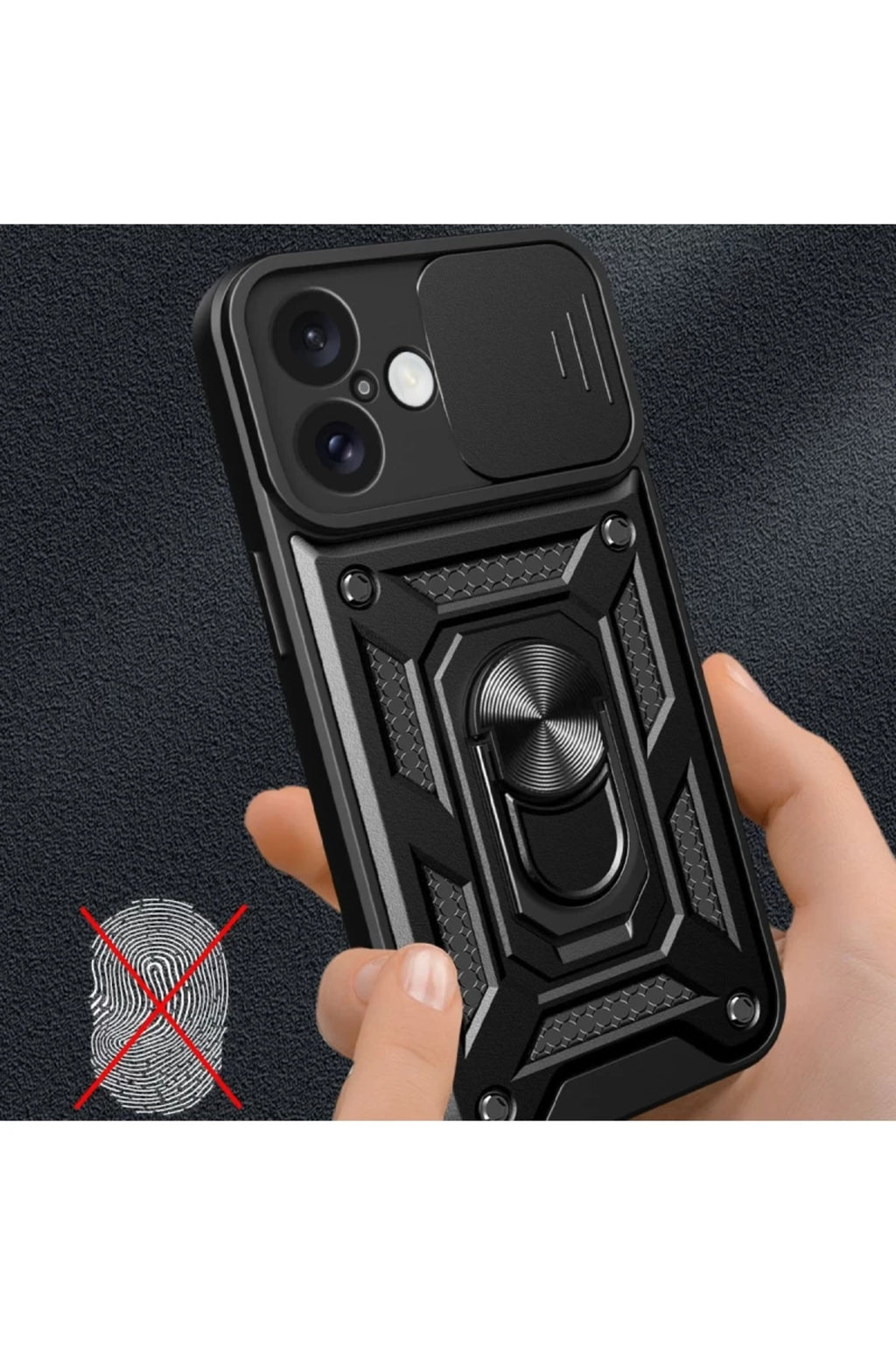 Apple iPhone 16 Uyumlu Kılıf Pars Lens Yüzüklü Silikon - Kırmızı