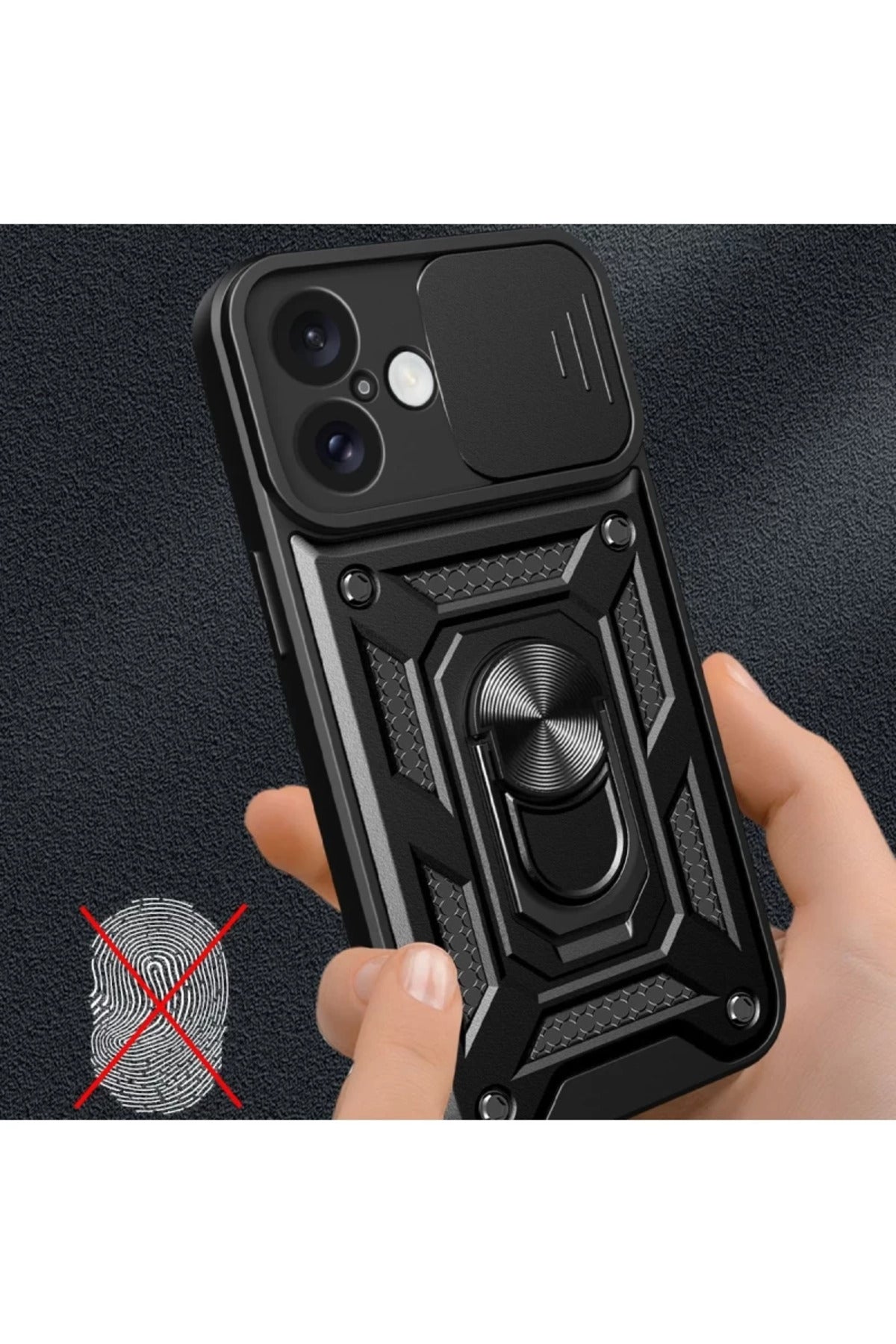 Apple iPhone 16 Uyumlu Kılıf Pars Lens Yüzüklü Silikon - Kırmızı