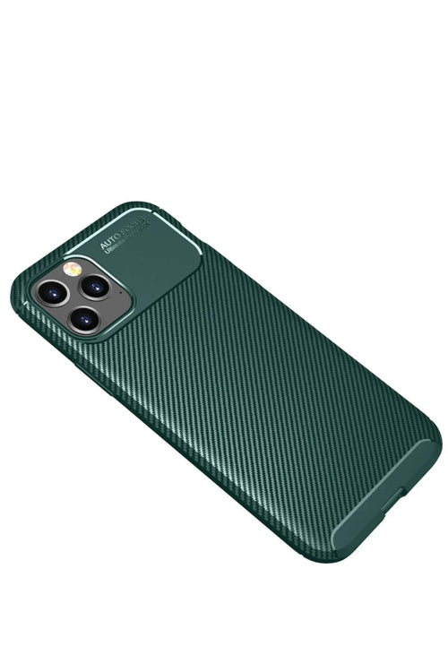 Apple iPhone 11 Pro Max Uyumlu Kılıf Auto Focus Karbon Kapak - Yeşil