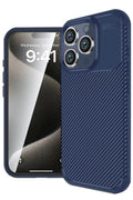 Apple iPhone 16 Pro Max Uyumlu Kılıf Auto Focus Karbon Kapak - Lacivert