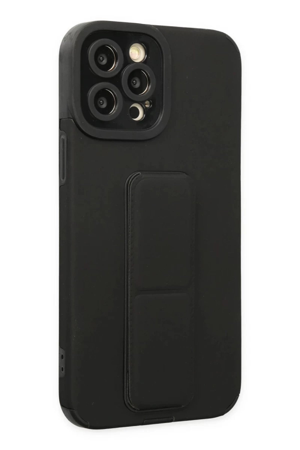 Apple iPhone 12 Pro Max Uyumlu Kılıf Mega Standlı Silikon - Siyah