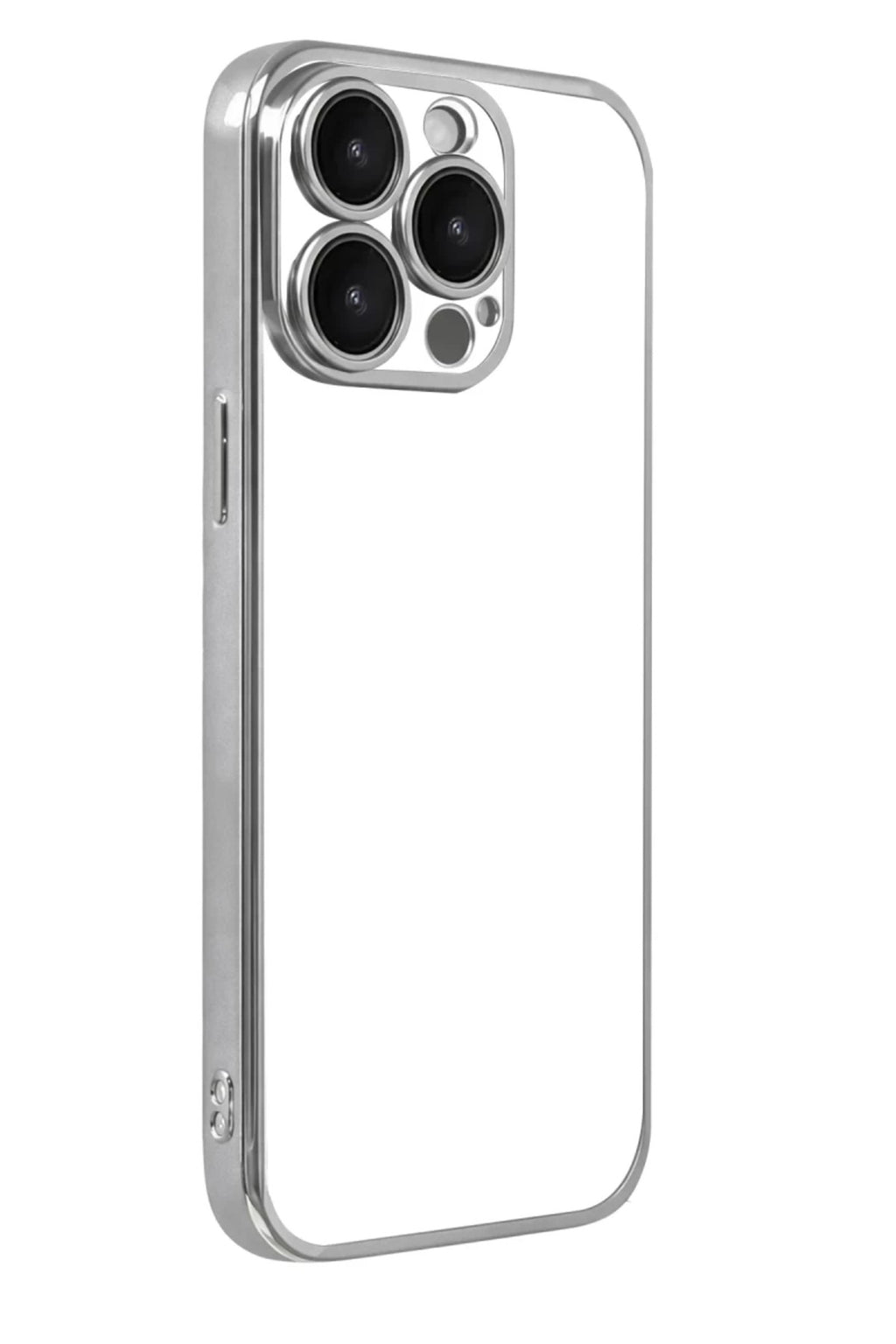 Apple iPhone 15 Pro Max Uyumlu Lensli Silikon - Gümüş