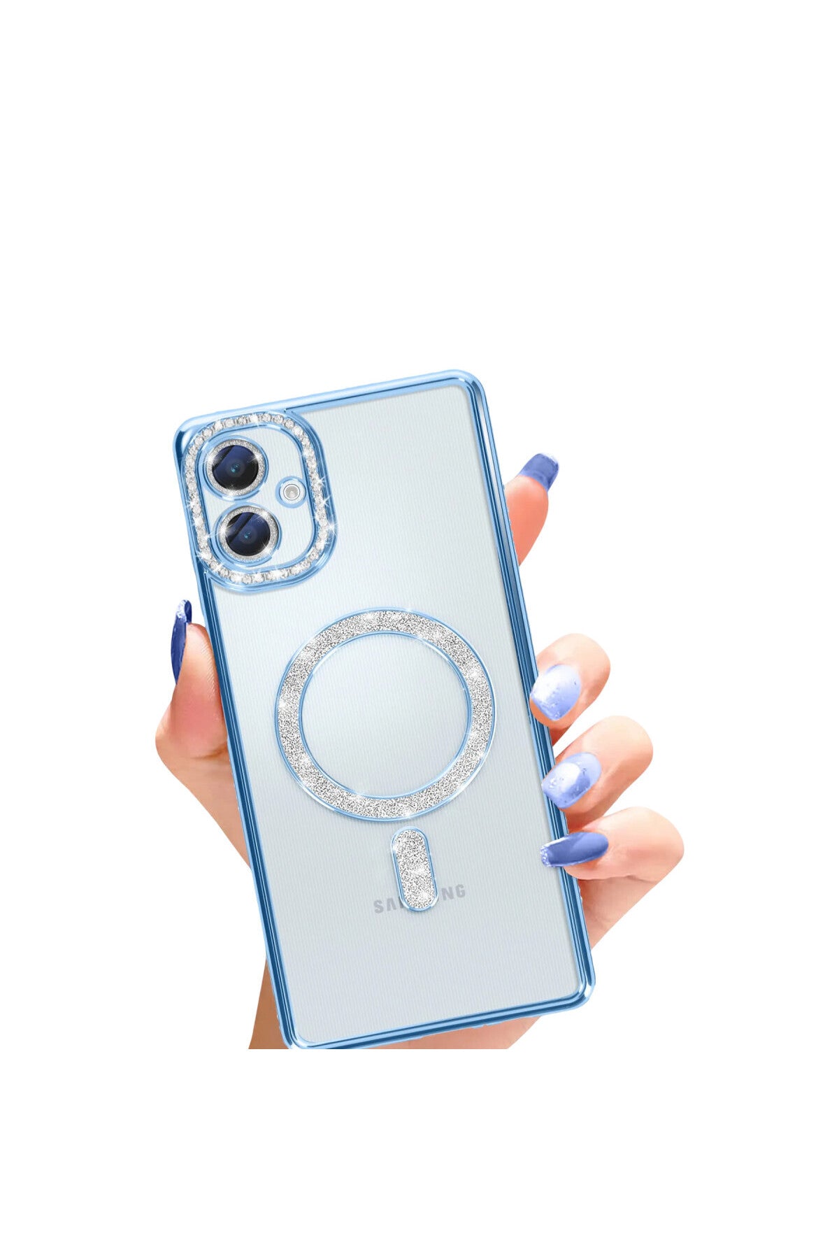 Samsung Galaxy A06 Uyumlu Joke Simli Magneticsafe Kılıf - Mavi