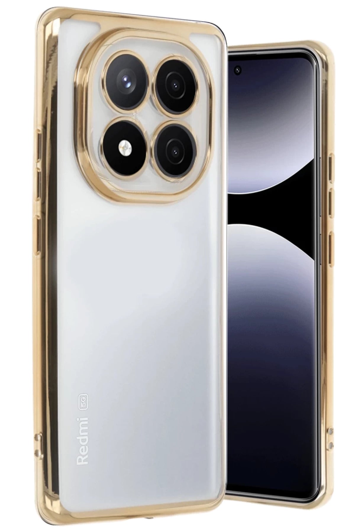 Xiaomi Redmi Note 14 Pro 5G Uyumlu Kılıf Lensli Silikon - Gold