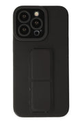 Apple iPhone 13 Pro Max Uyumlu Kılıf Mega Standlı Silikon - Siyah