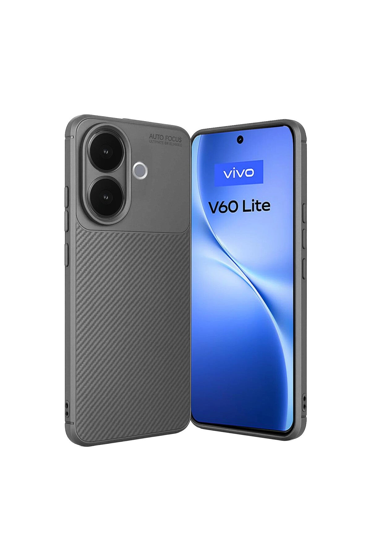 Vivo V60 Lite Uyumlu Auto Focus Karbon Kapak - Gri