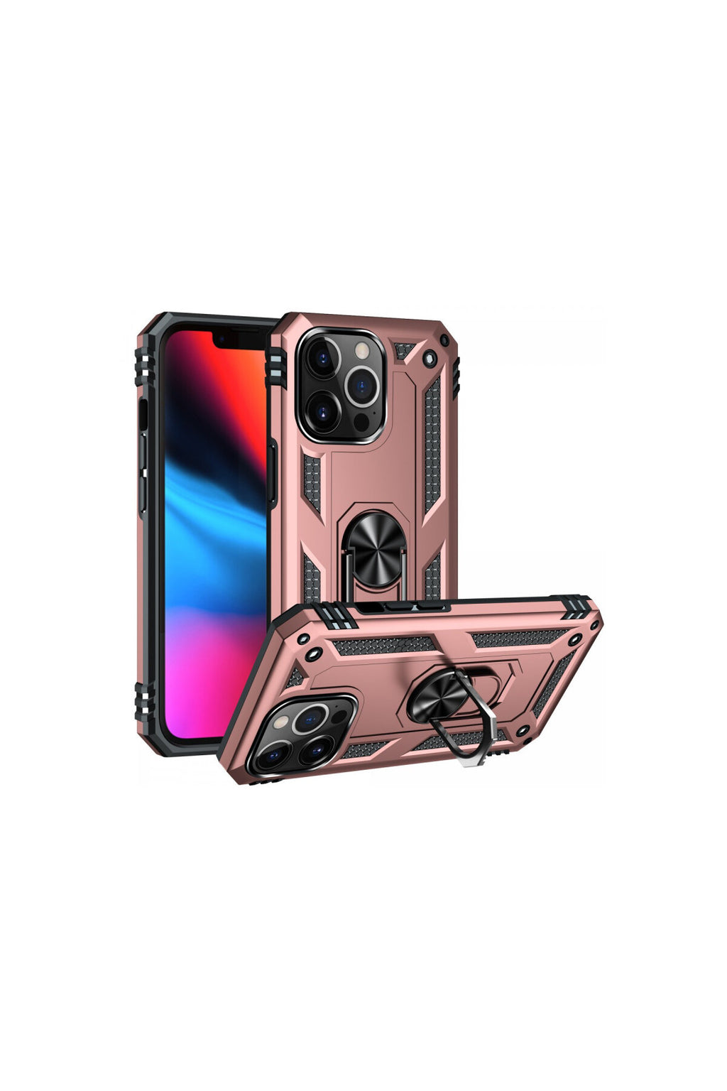 Apple iPhone 14 Pro Uyumlu Kılıf Sofya Yüzüklü Silikon Kapak - Rose