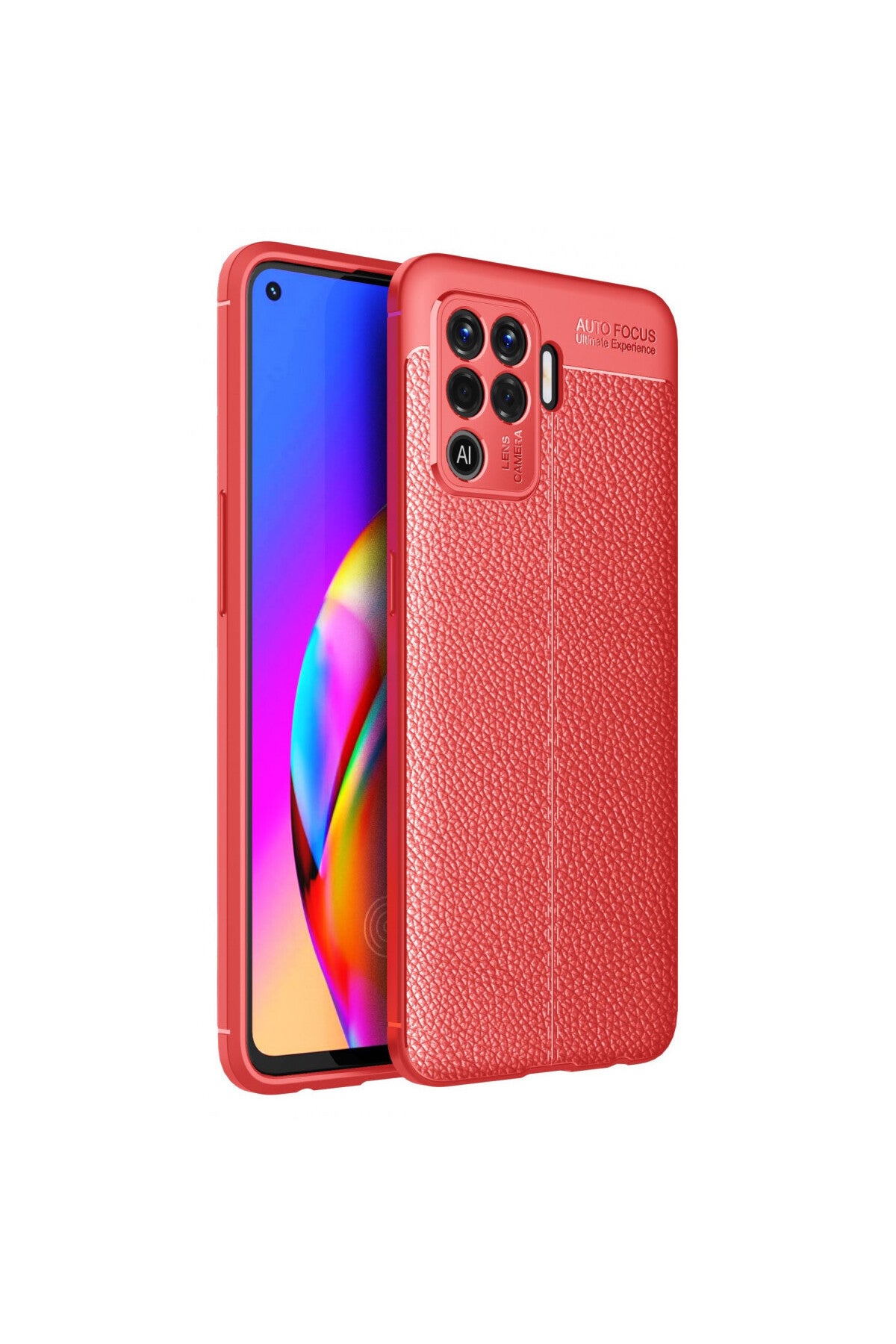Oppo Reno 5 Lite Uyumlu Kılıf Auto Focus Kapak - Kırmızı