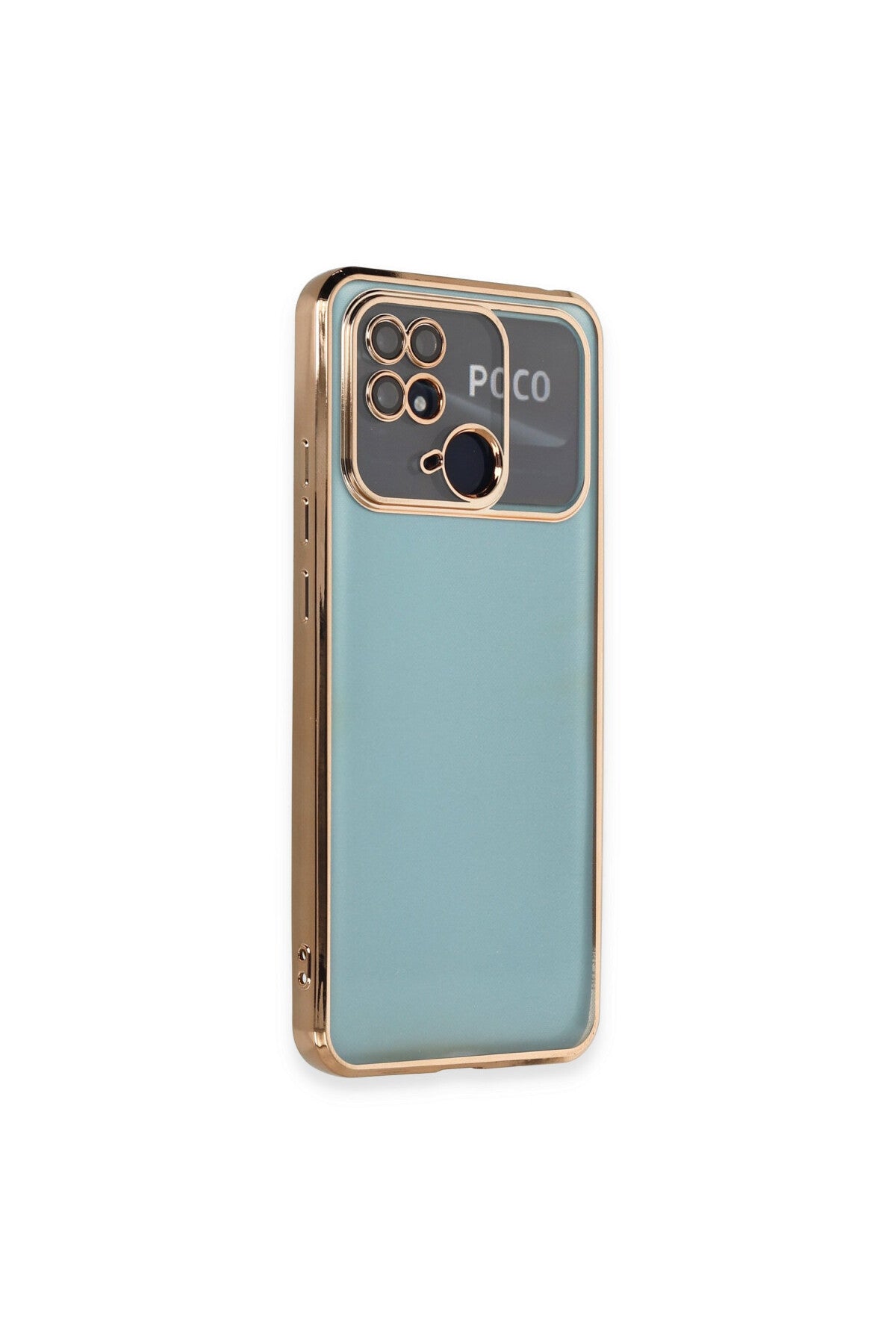 Xiaomi Redmi 10C Uyumlu Kılıf Lensli Silikon - Gold