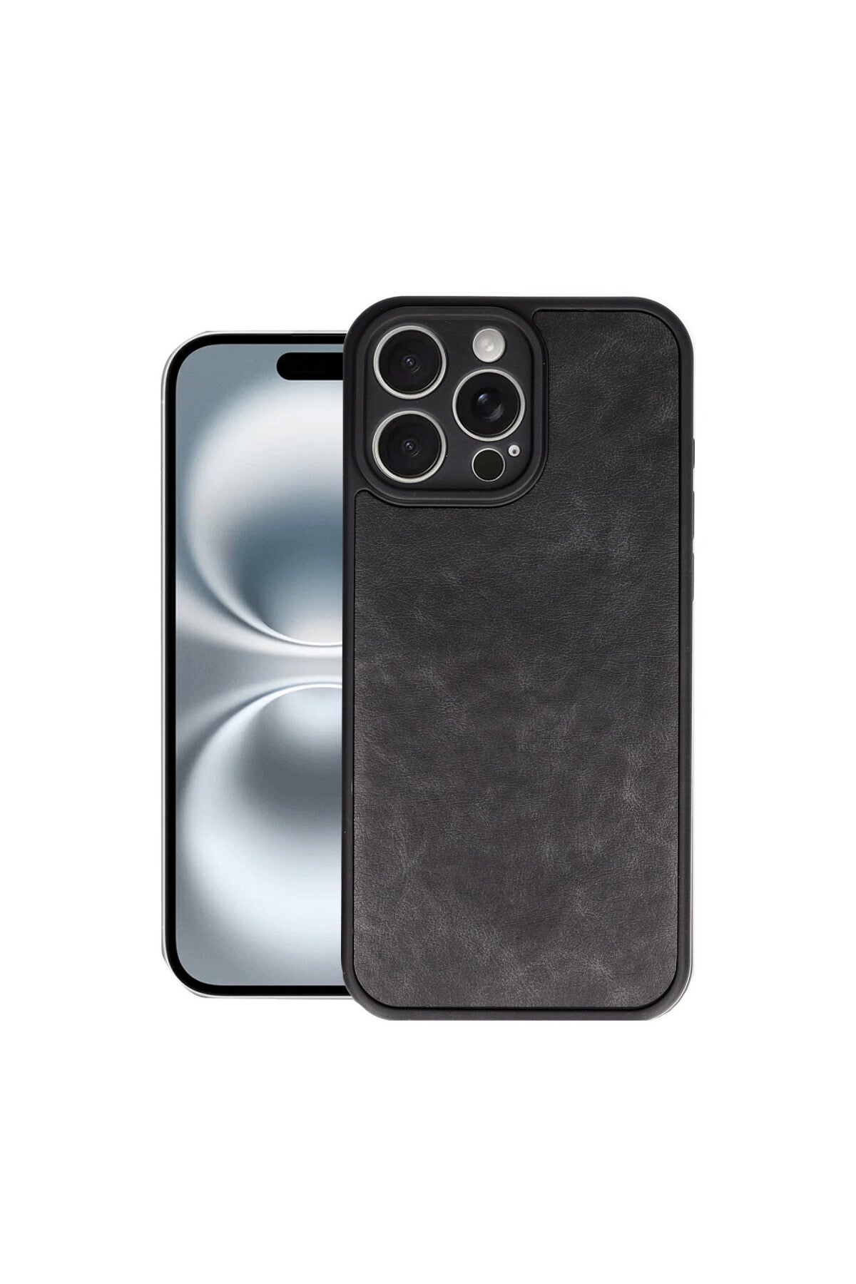 Apple iPhone 16 Pro Uyumlu Kılıf Aras Deri Kapak - Siyah