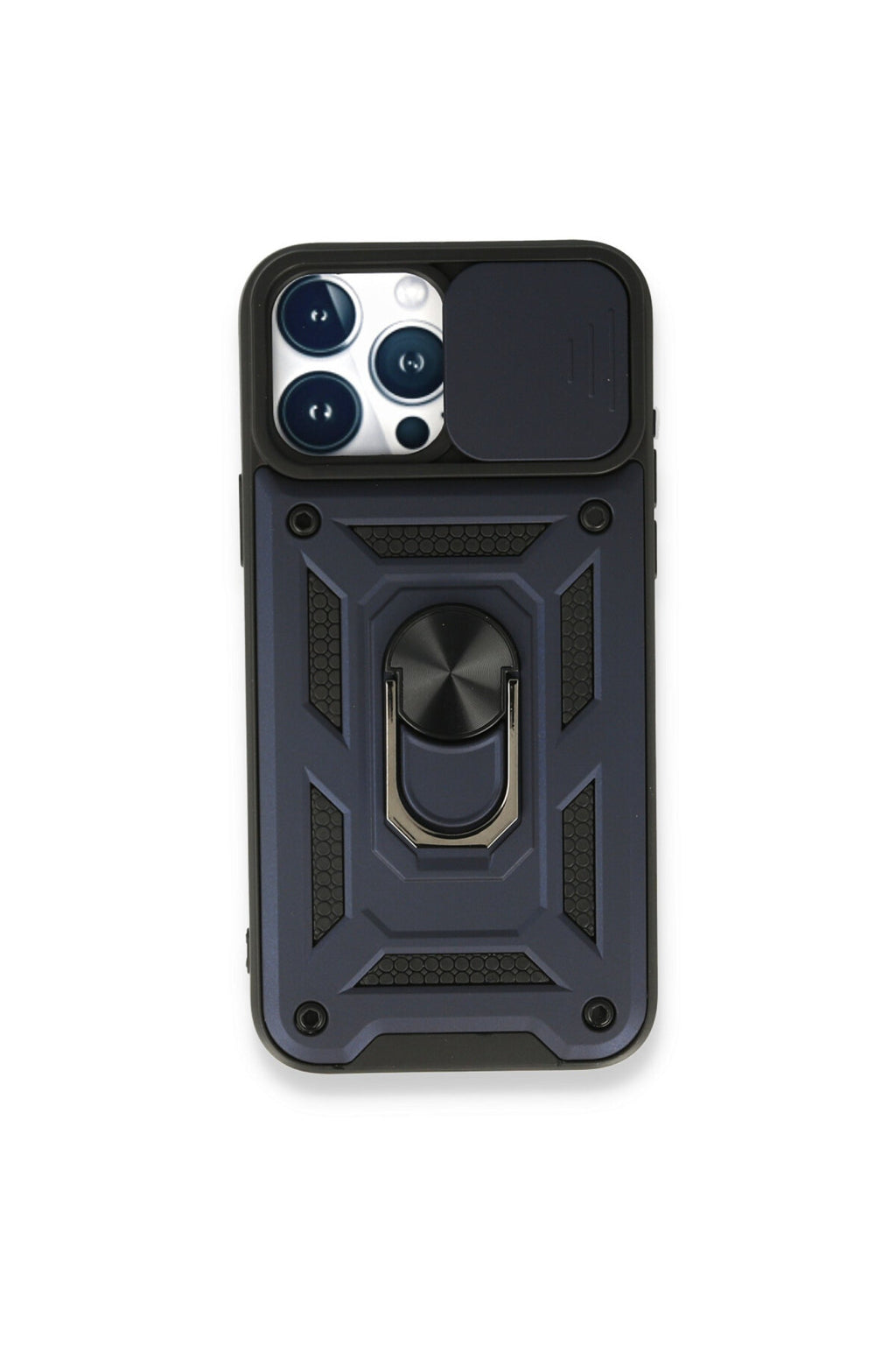 Apple iPhone 15 Pro Max Uyumlu Kılıf Pars Lens Yüzüklü Silikon - Lacivert