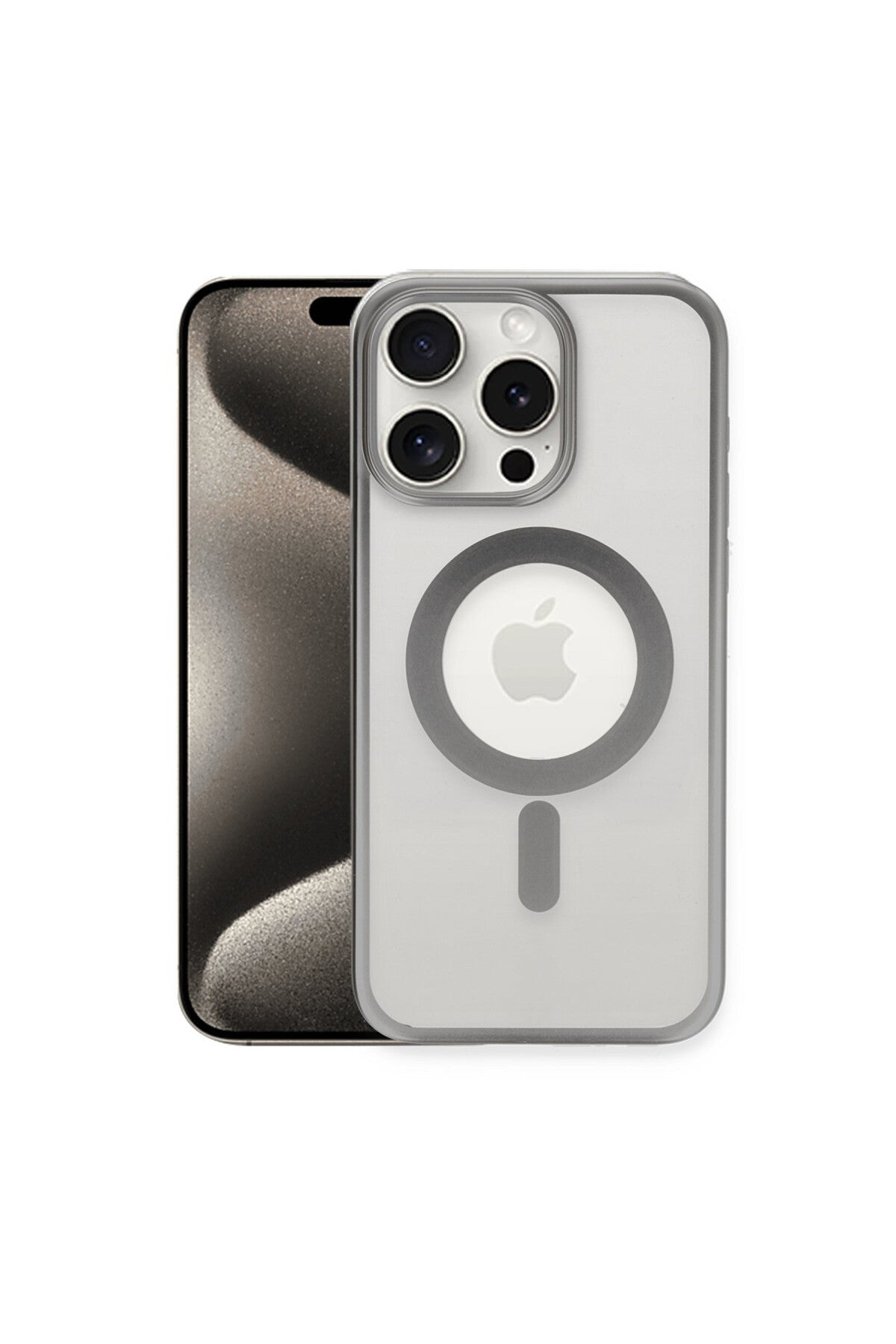 Apple iPhone 15 Pro Max Uyumlu Kılıf Erozi Magsafe Kapak - Gümüş