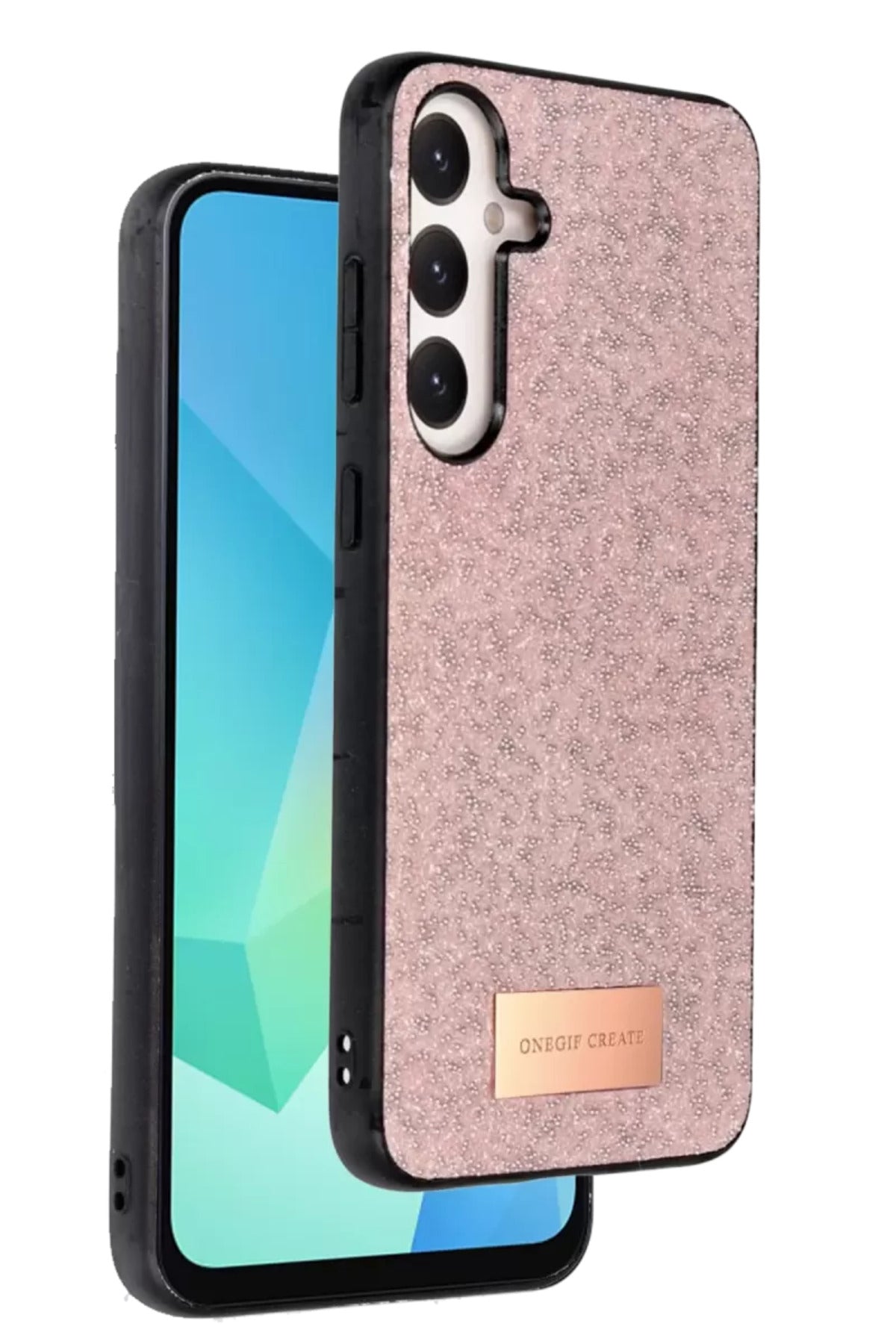 Onegif Samsung Galaxy A16 5G Uyumlu Bright Simli Kapak - Pembe