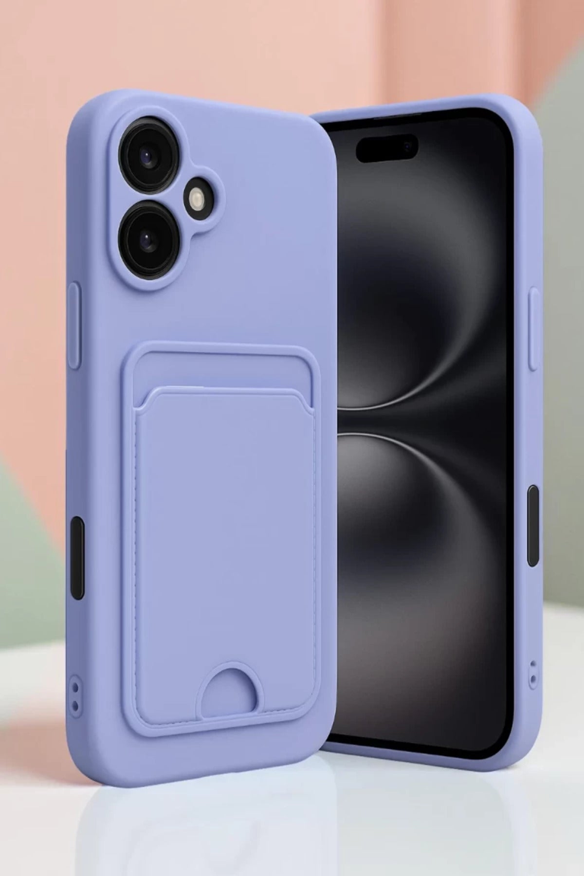 Apple iPhone 16 Uyumlu Kılıf Kelvin Kartvizitli Silikon - Lila