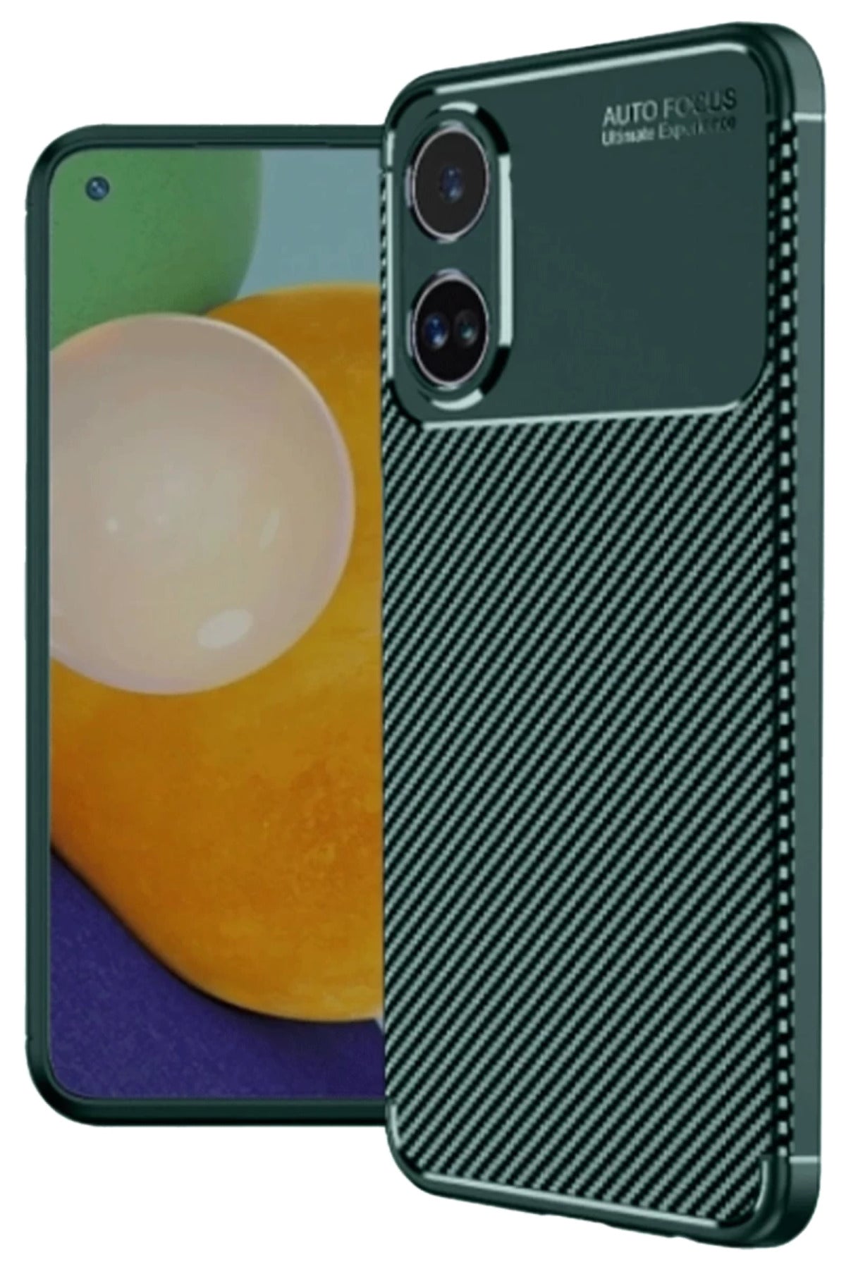 Oppo A38 Uyumlu Kılıf Auto Focus Karbon Kapak - Koyu Yeşil