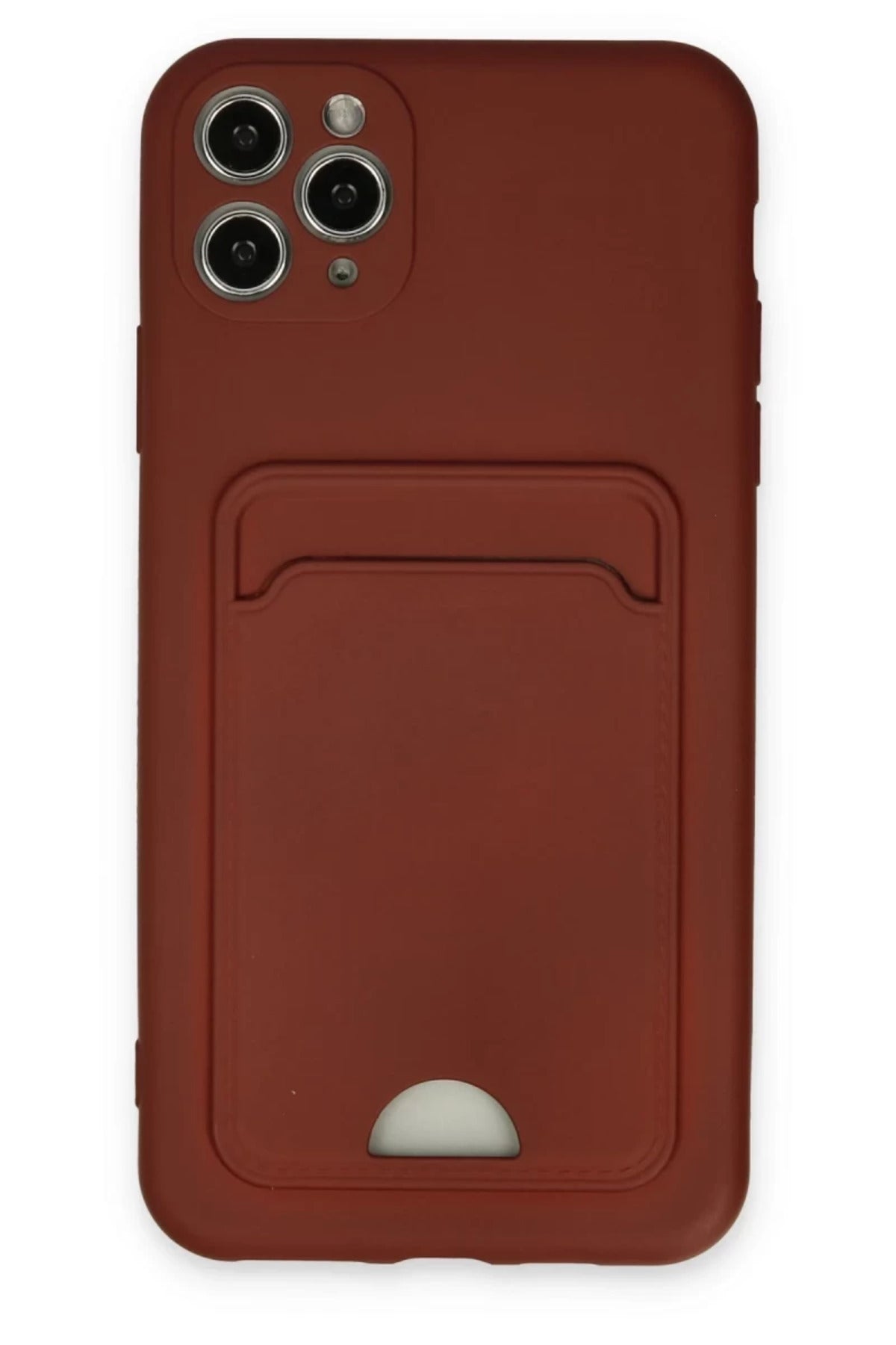 Apple iPhone 11 Pro Max Uyumlu Kılıf Kelvin Kartvizitli Silikon - Bordo