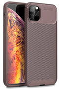 Apple iPhone 11 Pro Uyumlu Kılıf Auto Focus Karbon Kapak - Kahverengi
