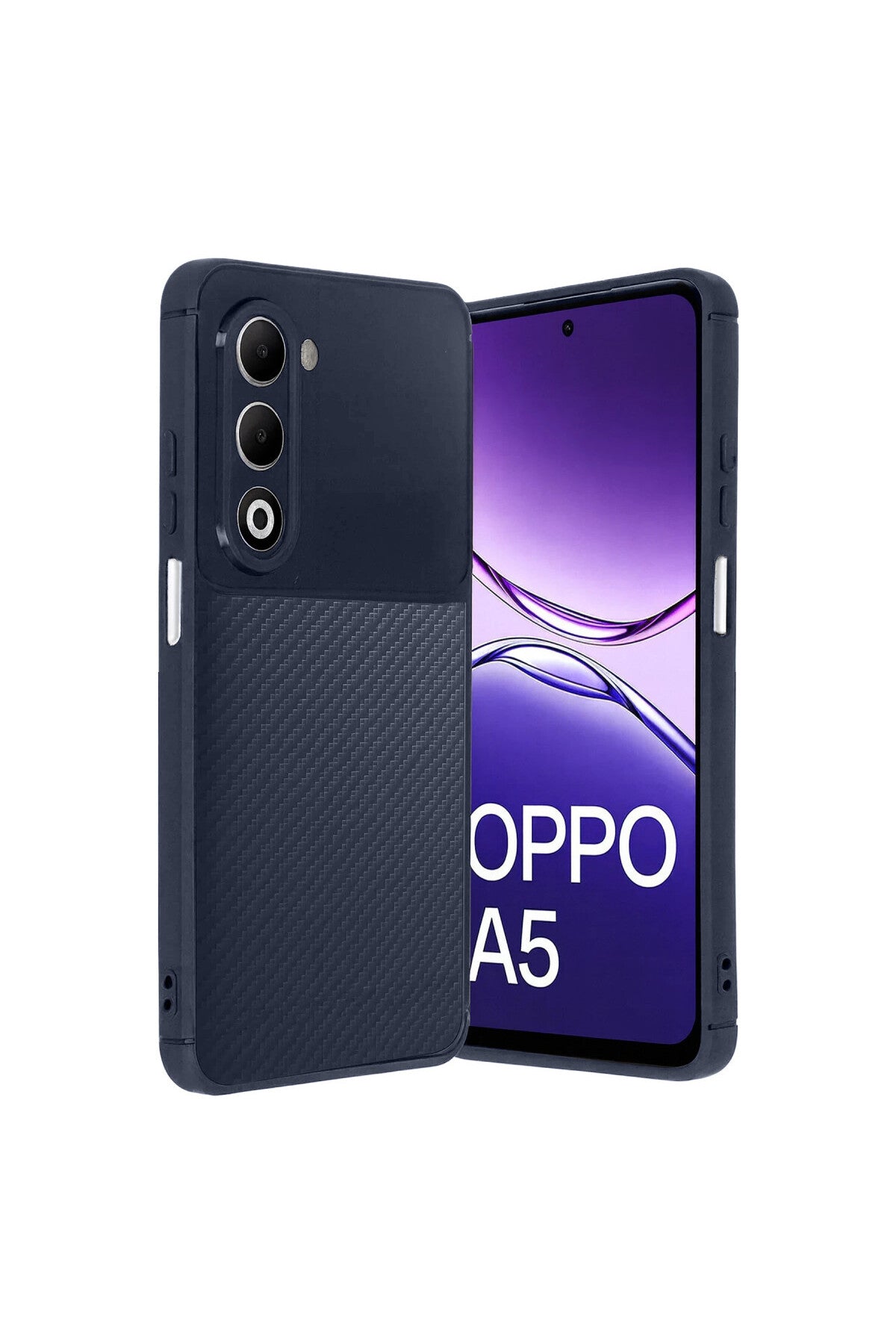 Oppo A5 4G Uyumlu Auto Focus Karbon Kapak - Lacivert