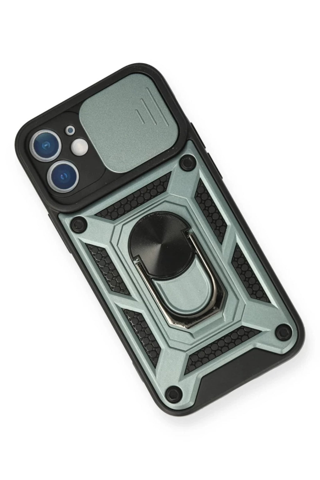 Apple iPhone 11 Uyumlu Kılıf Pars Lens Yüzüklü Silikon - Yeşil