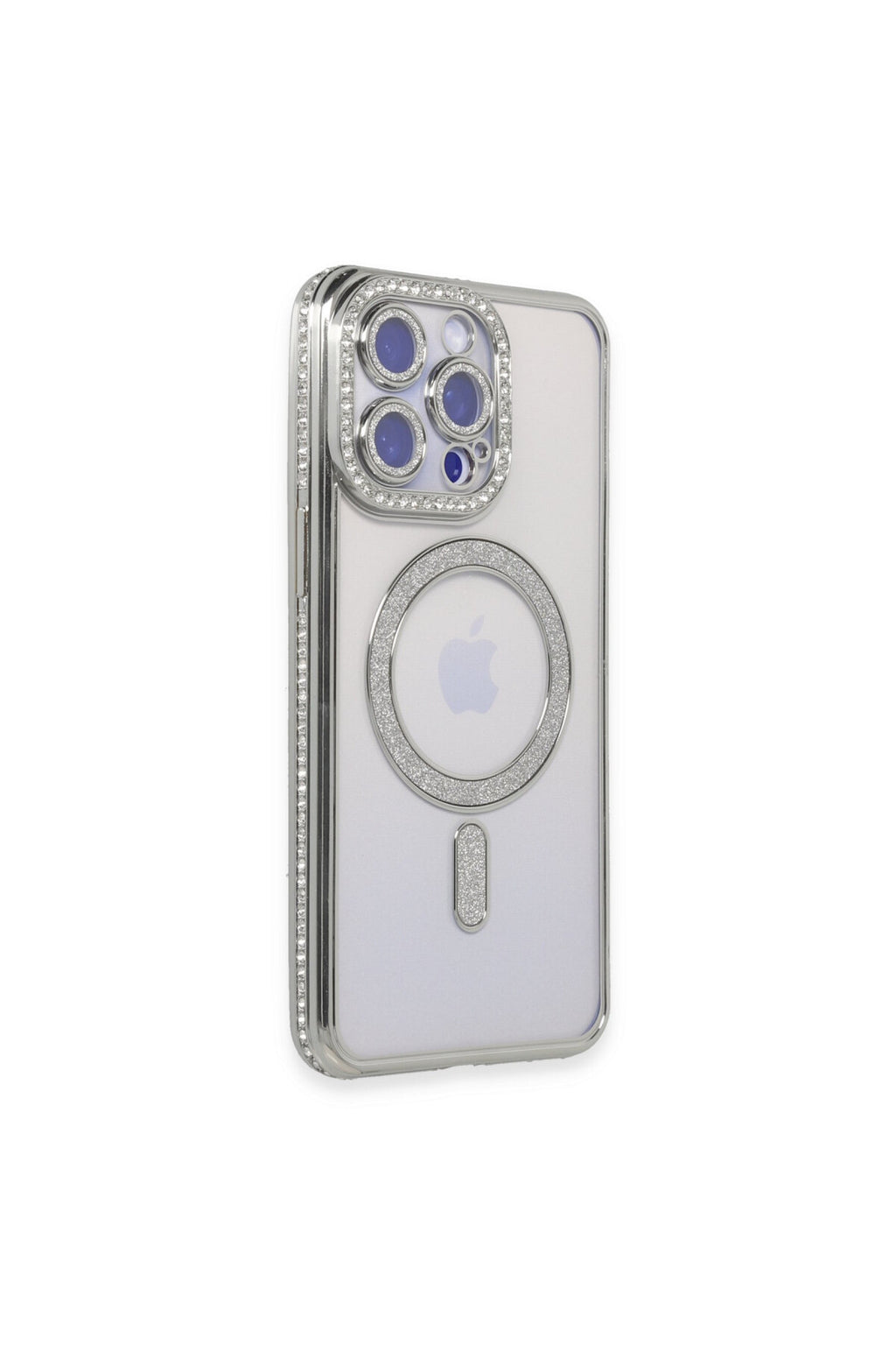 Apple iPhone 15 Pro Uyumlu Kılıf Joke Simli Magneticsafe Kılıf - Gümüş
