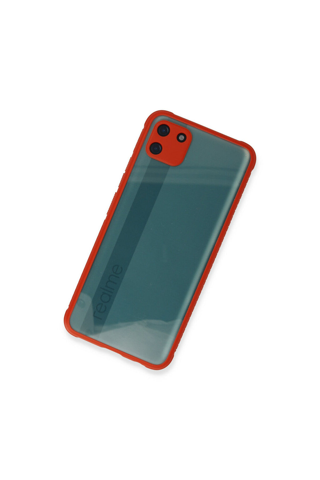 Realme C11 Uyumlu Kılıf Miami Şeffaf Silikon - Kırmızı