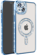 Apple iPhone 15 Uyumlu Kılıf Joke Simli Magneticsafe Kılıf - Mavi