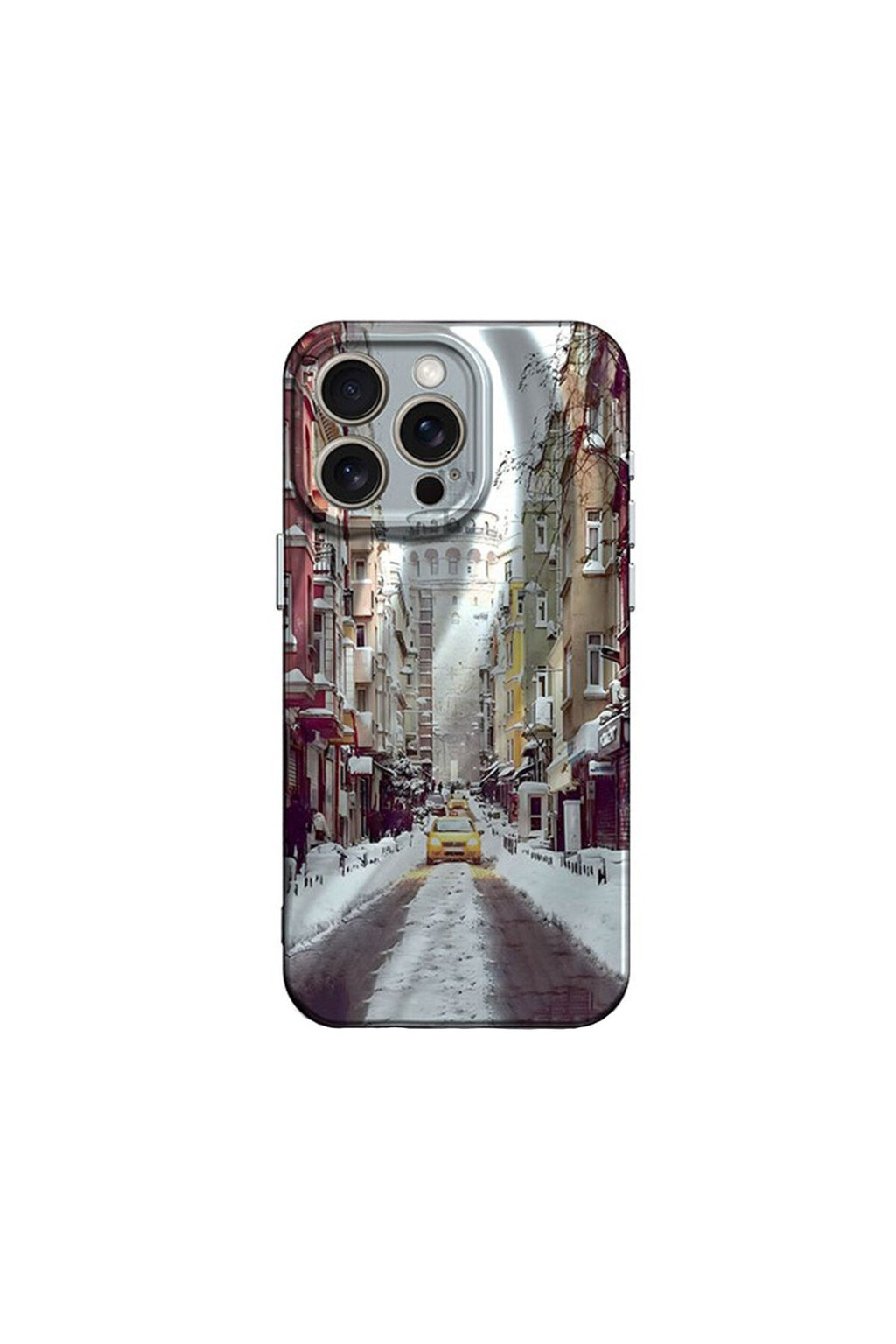 Apple iPhone 14 Pro Uyumlu Kılıf Crew Desenli Kapak - Galata Kulesi