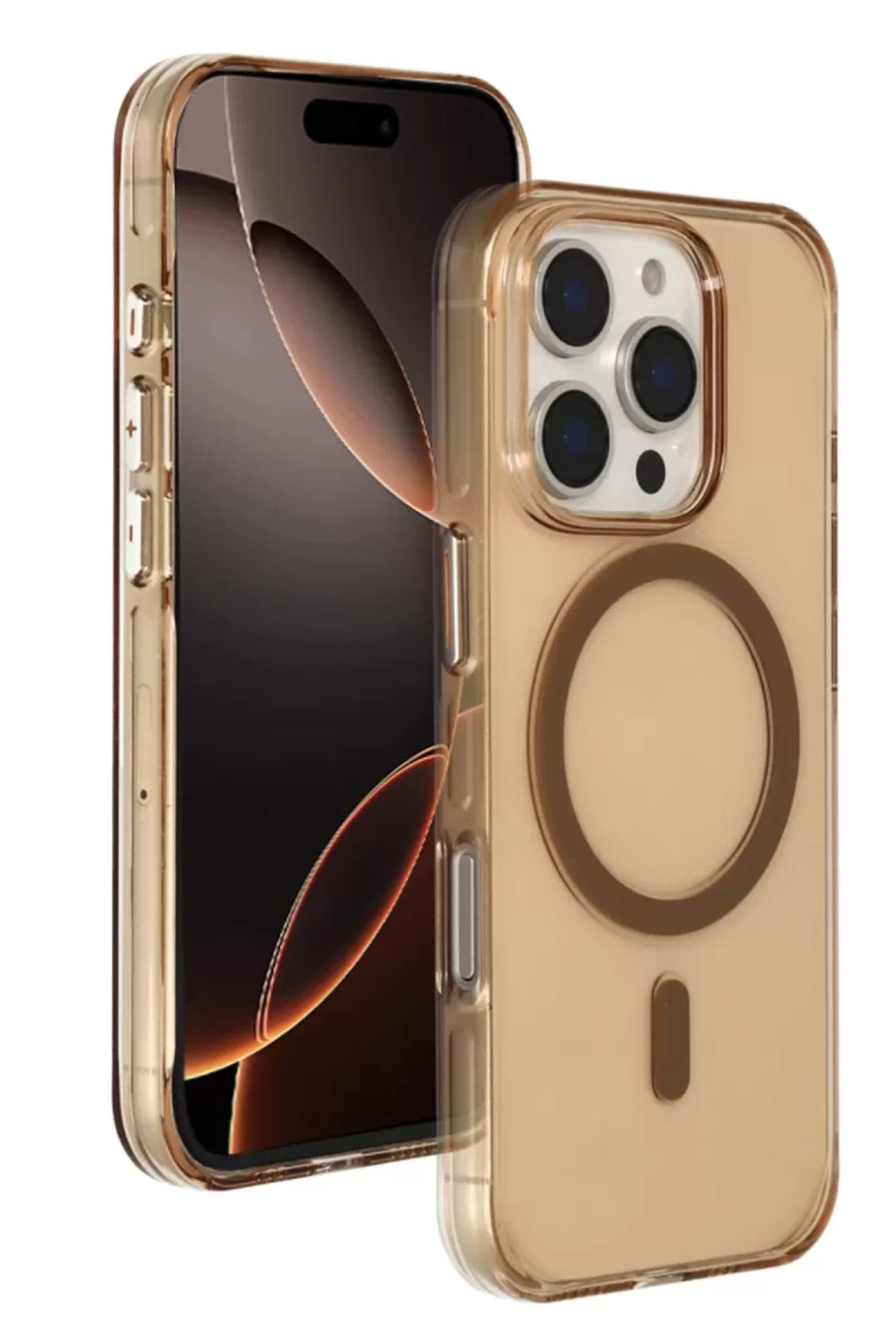 Joko Apple iPhone 16 Pro Max Uyumlu Gleam PC Sert Magsafe Kılıf - Şeffaf-Gold