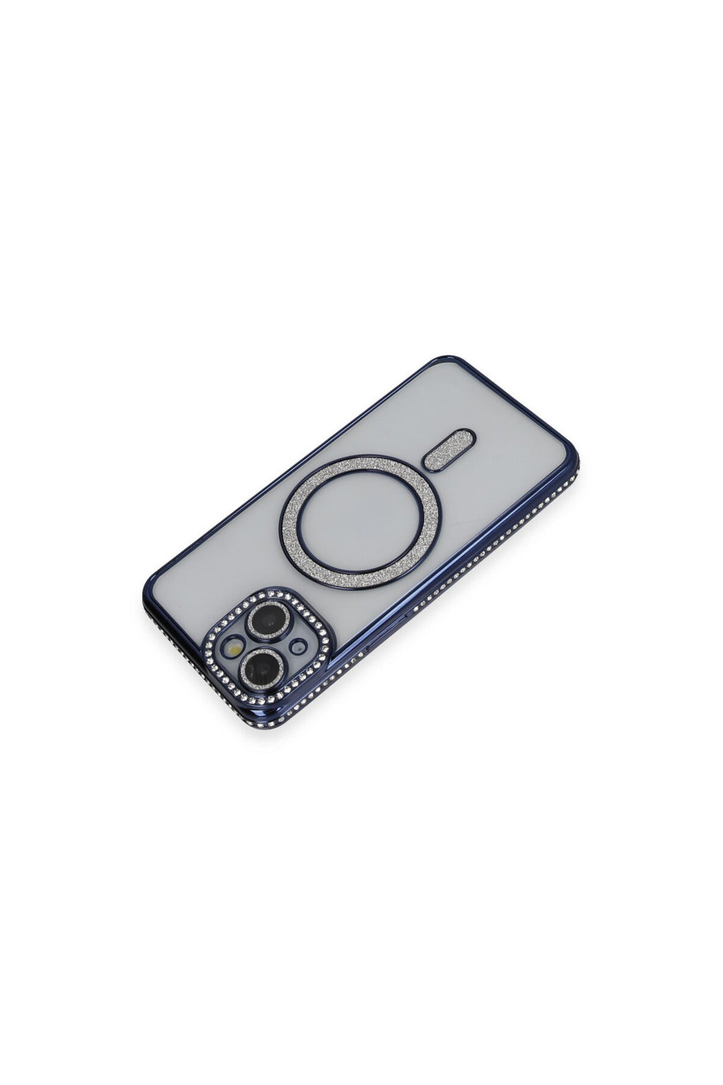 Apple iPhone 14 Uyumlu Kılıf Joke Simli Magneticsafe Kılıf - Lacivert