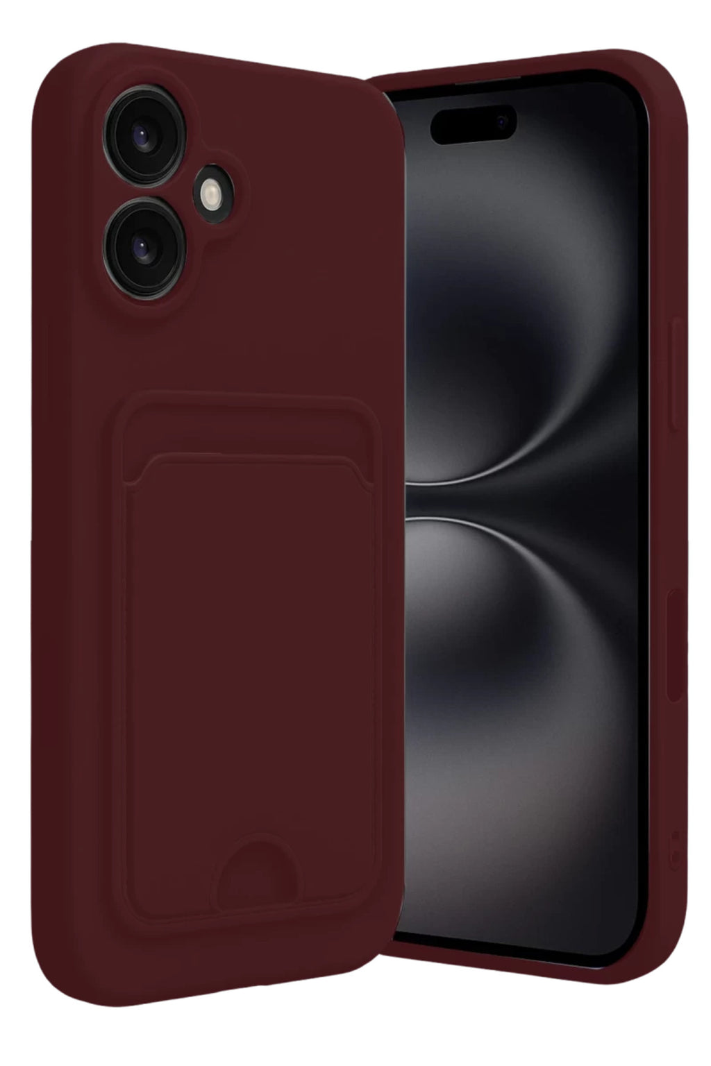 Apple iPhone 16 Uyumlu Kılıf Kelvin Kartvizitli Silikon - Bordo
