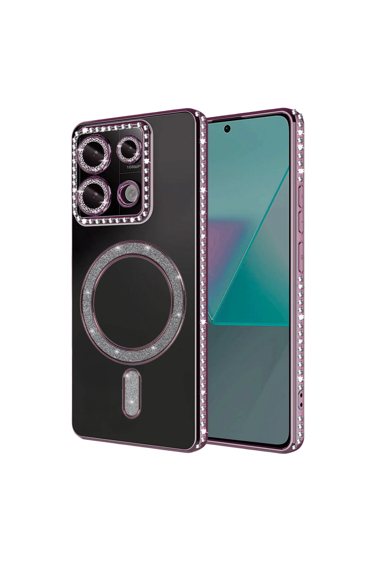 Xiaomi Redmi 13C Uyumlu Joke Simli Magneticsafe Kılıf - Pembe