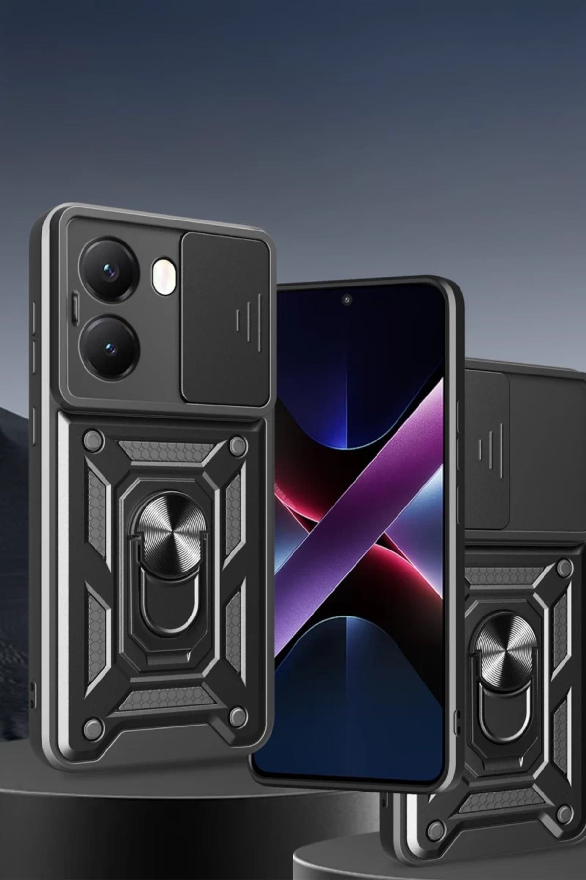Xiaomi Poco X7 Pro Uyumlu Kılıf Pars Lens Yüzüklü Silikon - Siyah