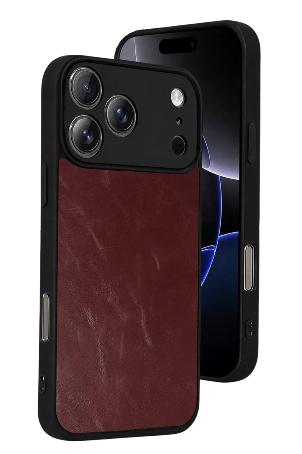 Apple iPhone 17 Pro Max Uyumlu Aras Deri Kapak - Bordo