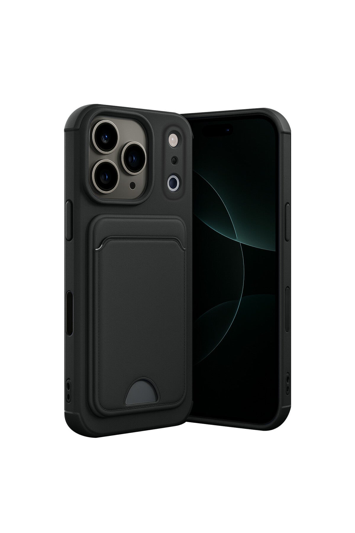 Apple iPhone 17 Pro Uyumlu Kelvin Kartvizitli Silikon - Siyah