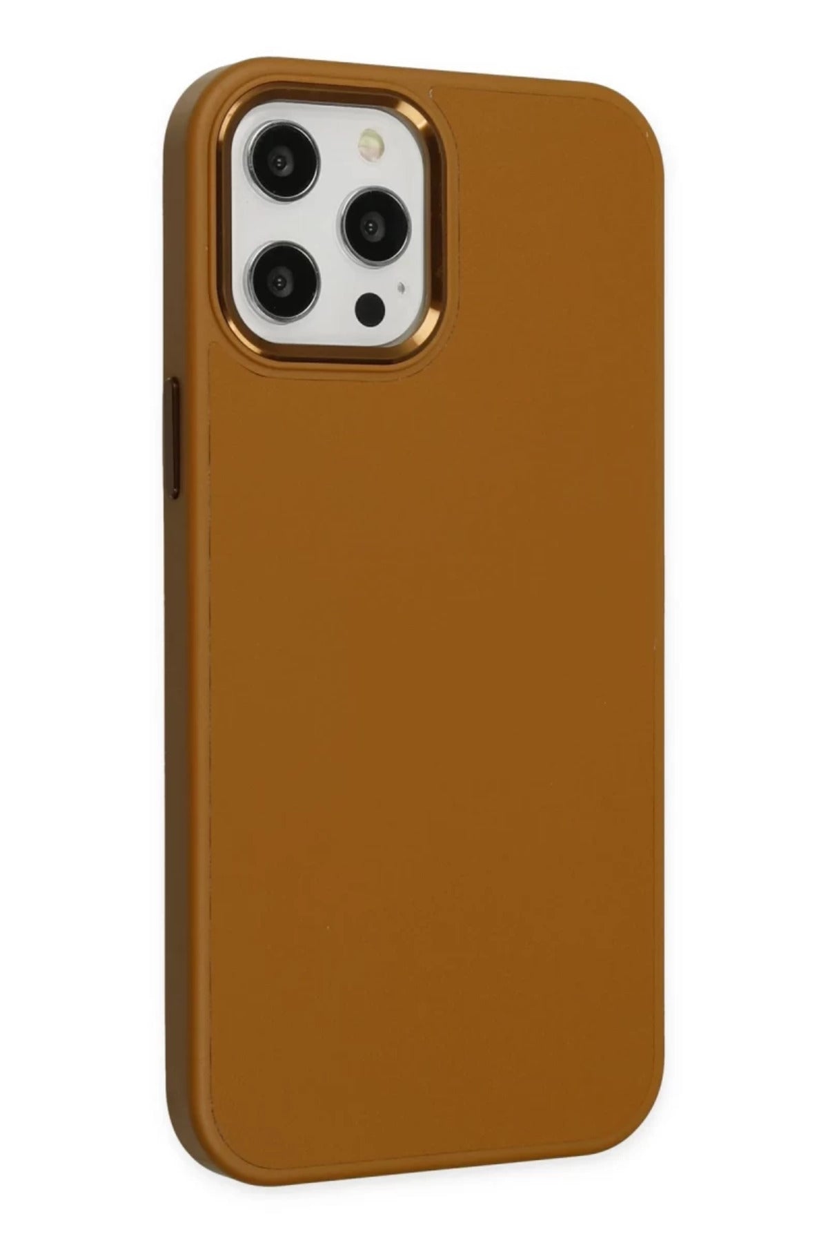 Apple iPhone 12 Pro Max Uyumlu Kılıf Asya Deri Silikon - Kahverengi