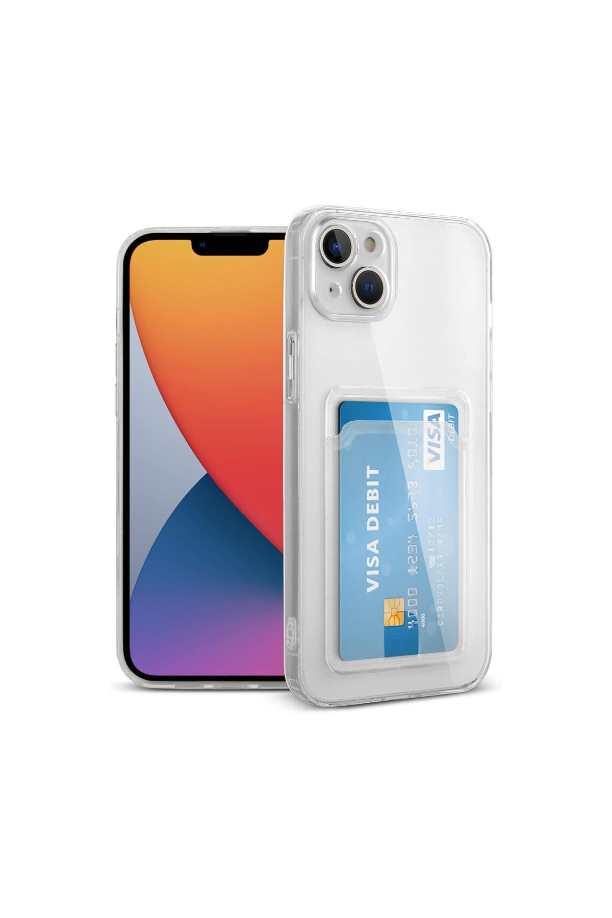 Apple iPhone 13 Uyumlu Kılıf Kart Şeffaf Silikon - Şeffaf