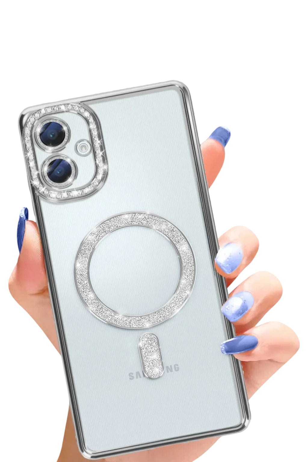 Samsung Galaxy A06 Uyumlu Joke Simli Magneticsafe Kılıf - Gümüş