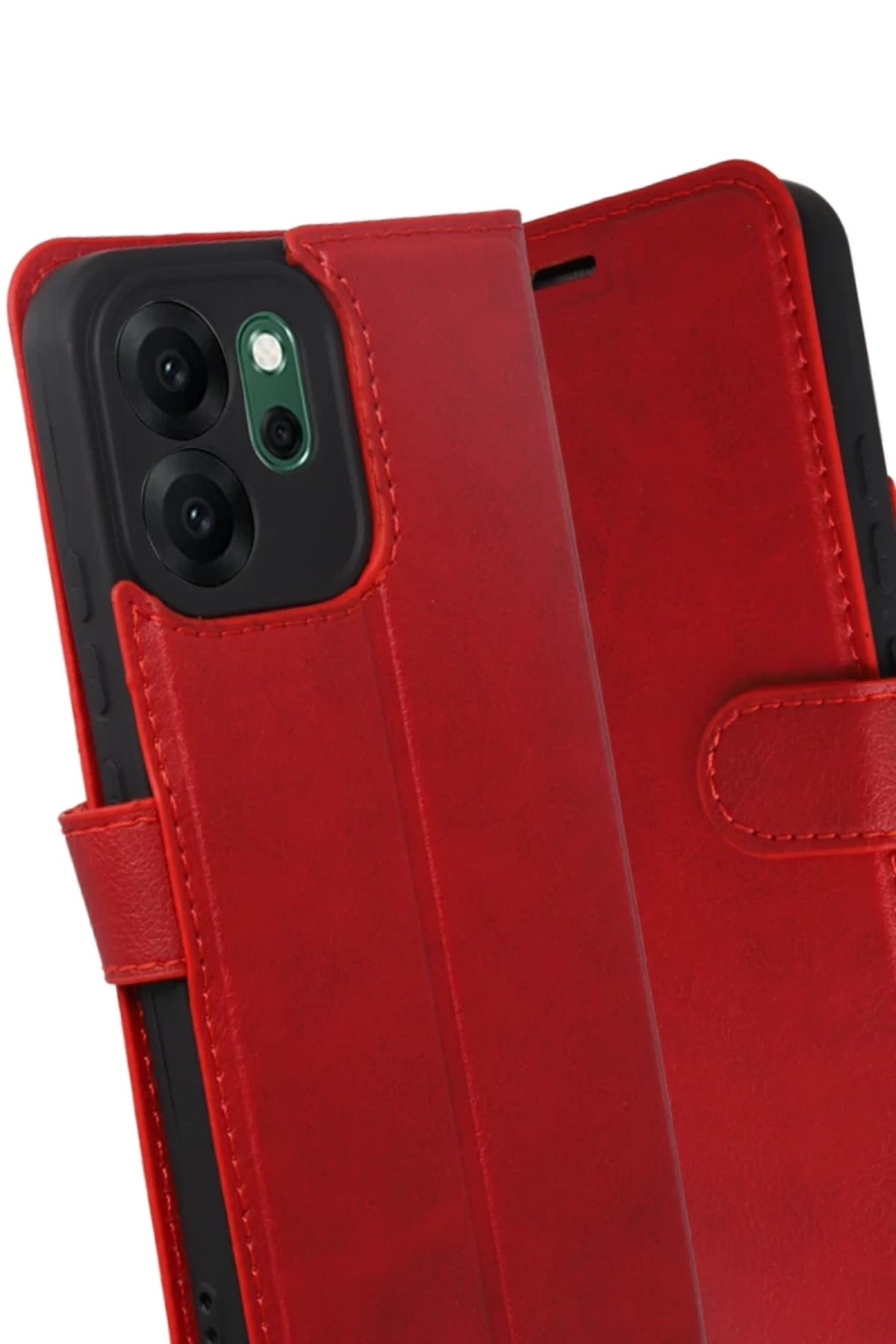 Oppo Reno 14F Uyumlu Trend S Plus Kapaklı Kılıf - Kırmızı