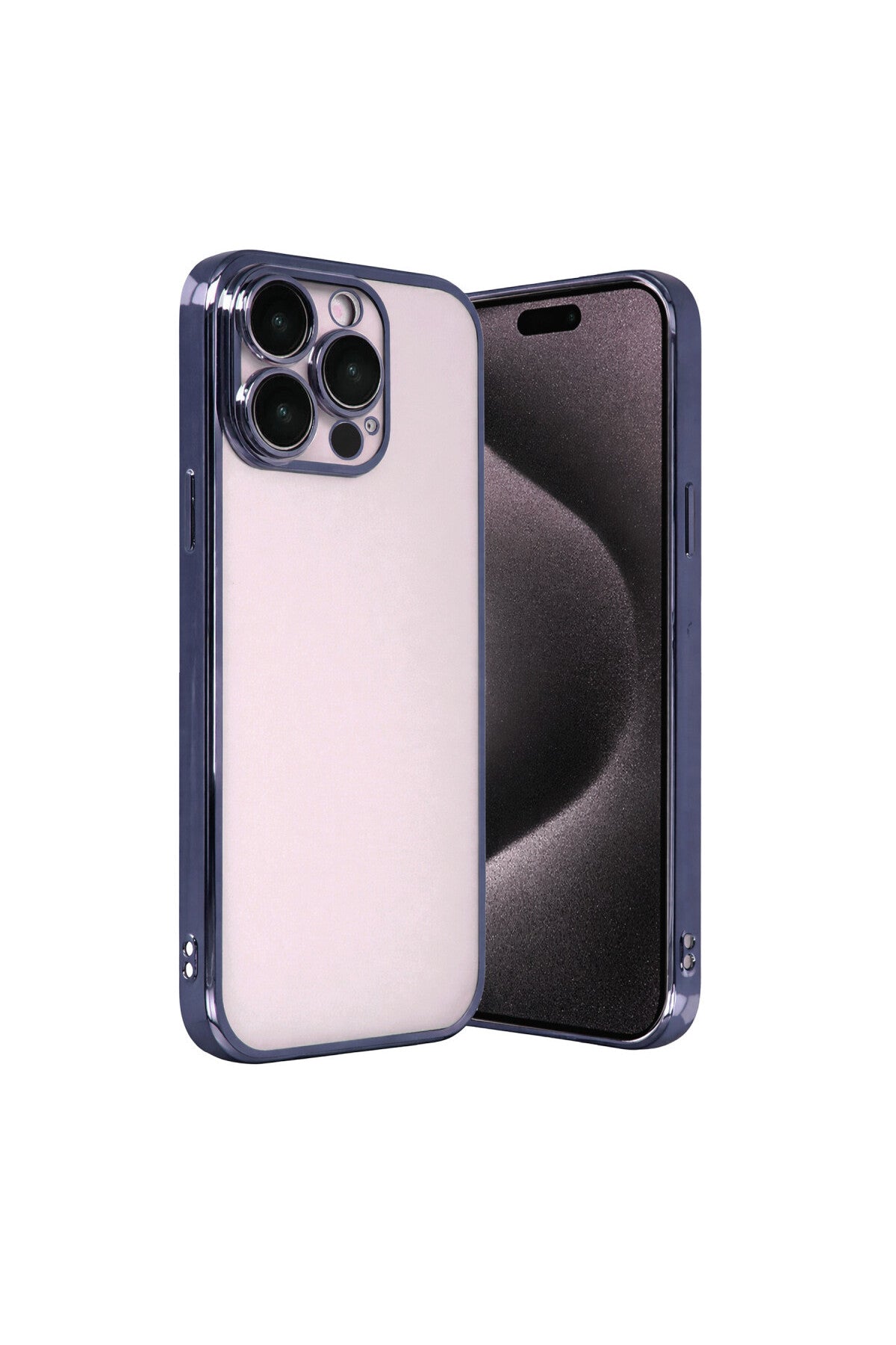 Apple iPhone 15 Pro Max Uyumlu Lensli Silikon - Lacivert
