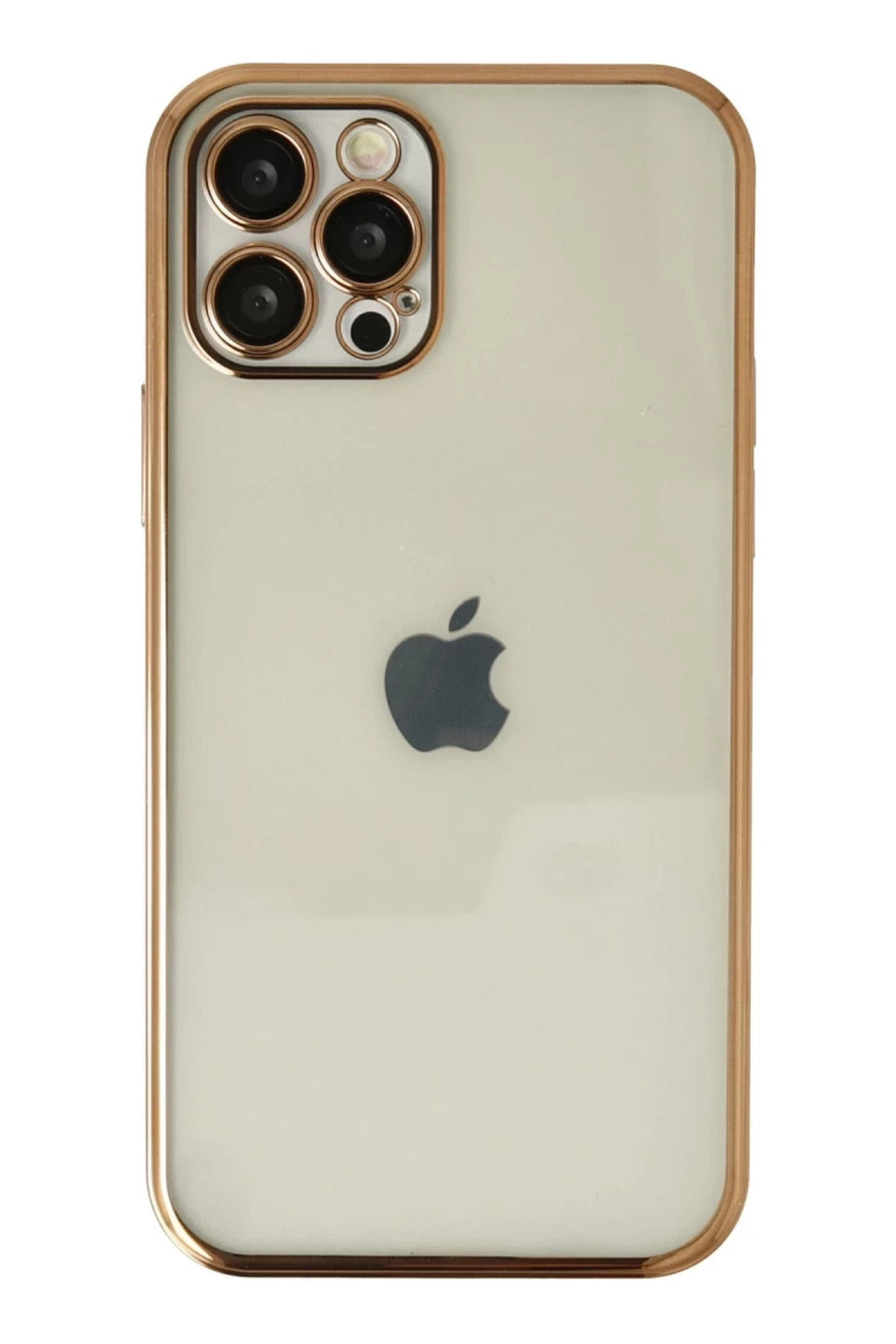 Apple iPhone 12 Pro Uyumlu Kılıf Lensli Silikon - Gold
