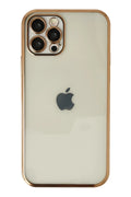Apple iPhone 12 Pro Uyumlu Kılıf Lensli Silikon - Gold